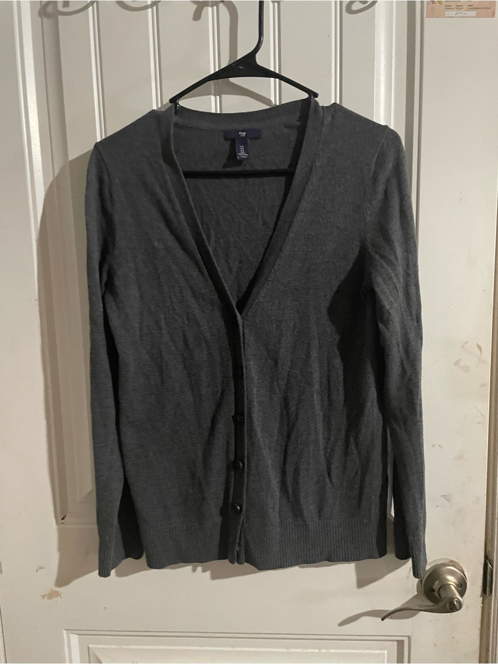 GAP Gray Button-Up V-Neck Cardigan
